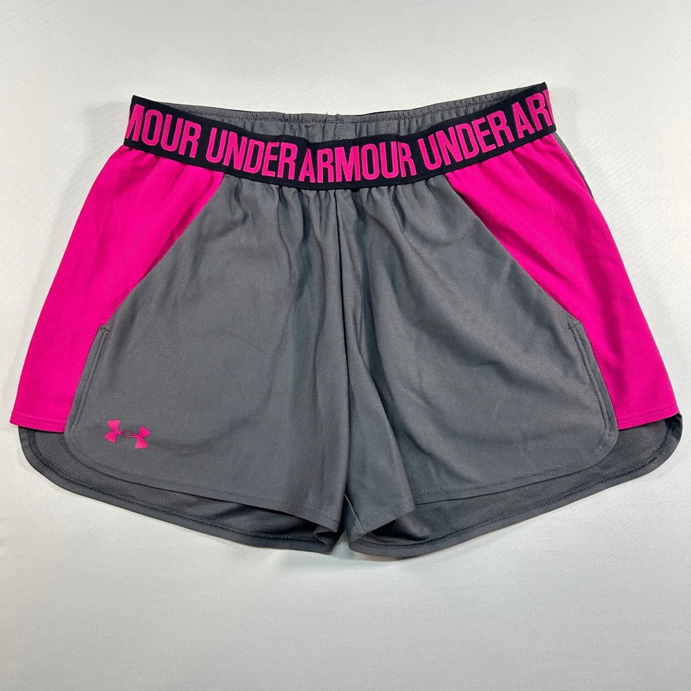 Under Armour Womens Gray Pink Athletic Running Shorts Style 1292231 Size S